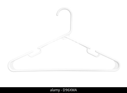 White plastic hanger isolated on white background with path Stock Photo