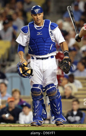 June 12, 2013 - Los Angeles, California, United States of America - June 12, 2013 Los Angeles, California: Los Angeles Dodgers catcher Ramon Hernandez (55) during the game between the Arizona Diamondbacks and the Los Angeles Dodgers at Dodger Stadium on June 12, 2013 in Los Angeles, California. Rob Carmell/CSM Stock Photo