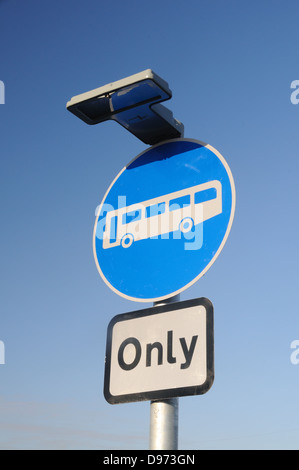 'Buses Only' sign at a junction on the A50 trunk road in Glenfield, Leicestershire, England
