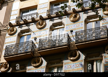 ornate balconies and modernista design of hotel on 33 las ramblas la rambla dels caputxins barcelona catalonia spain Stock Photo