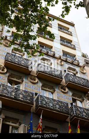 ornate balconies and modernista design of hotel on 33 las ramblas la rambla dels caputxins barcelona catalonia spain Stock Photo