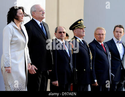 Bratislava, Thursday. 13th June, 2013. Slovak President Ivan Gasparovic, second from left, welcomes Kosovo President Atifete Jahjaga, left, during the meeting of presidents from Middle and South-East Europe in Bratislava, Thursday, June 13, 2013. Credit: Jan Koller/CTK Photo/Alamy Live News Stock Photo