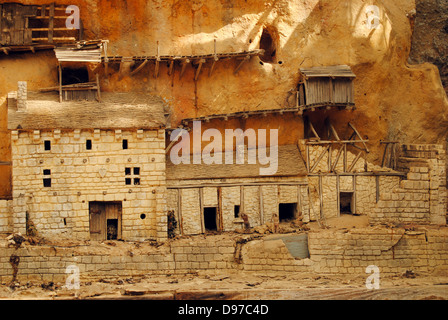 Model of medieval cave life Stock Photo