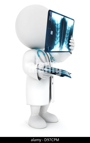 3d white people radiologist looking a radiography, isolated white background, 3d image Stock Photo