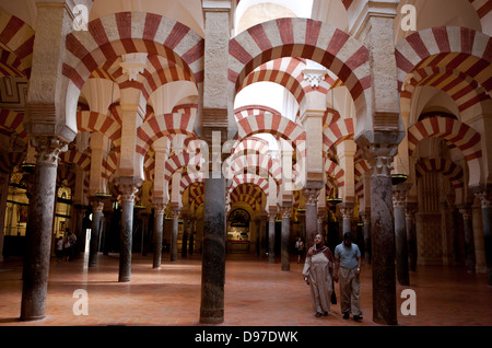 Cordoba, Great Mosque, Arches and columns inside the Mosque. VIII century. Andalusian Architecture Stock Photo
