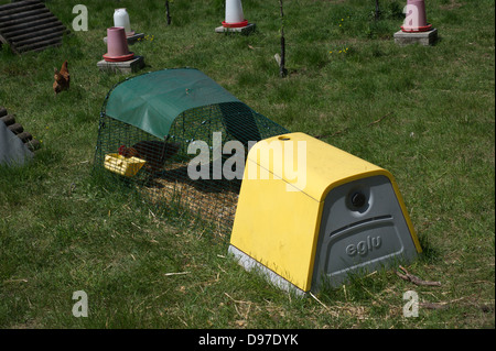 The Eglu is brand of chicken coop designed and marketed by Omlet Ltd in the UK that is intended for  backyard chickens Stock Photo