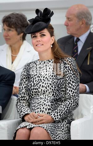 Southampton, United Kingdom. 13th June, 2013. Catherine, Duchess of Cambridge, names the cruise ship Royal Princess of Princess Cruises at the Ocean Cruise Terminal in Southampton, United Kingdom, 13 June 2013. Photo: Patrick van Katwijk / /dpa/Alamy Live News Stock Photo