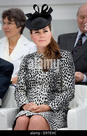 Southampton, United Kingdom. 13th June, 2013. Catherine, Duchess of Cambridge, names the cruise ship Royal Princess of Princess Cruises at the Ocean Cruise Terminal in Southampton, United Kingdom, 13 June 2013. Photo: Patrick van Katwijk / /dpa/Alamy Live News Stock Photo