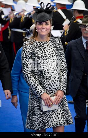 Southampton, United Kingdom. 13th June, 2013. Catherine, Duchess of Cambridge, names the cruise ship Royal Princess of Princess Cruises at the Ocean Cruise Terminal in Southampton, United Kingdom, 13 June 2013. Photo: Patrick van Katwijk / /dpa/Alamy Live News Stock Photo