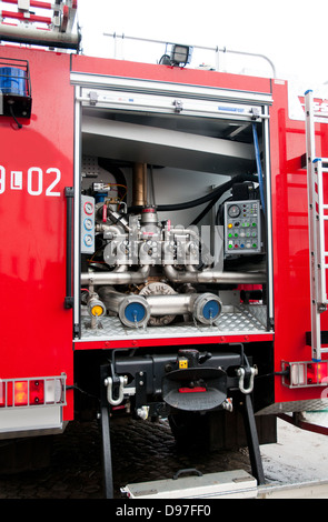 fire truck interior on backside Stock Photo
