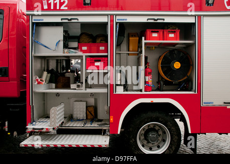 interior of fire truck from side Stock Photo