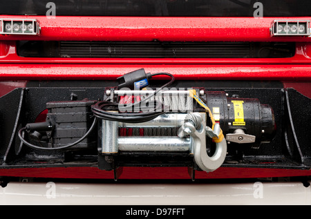Fire car hook and cable front view Stock Photo