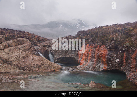 The turquoise waters of the Fairy Pools on the Isle of Skye. Stock Photo