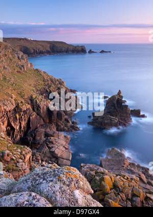 Looking towards Land's End from the cliffs above Sennen, Cornwall, England. Spring (May) 2012. Stock Photo