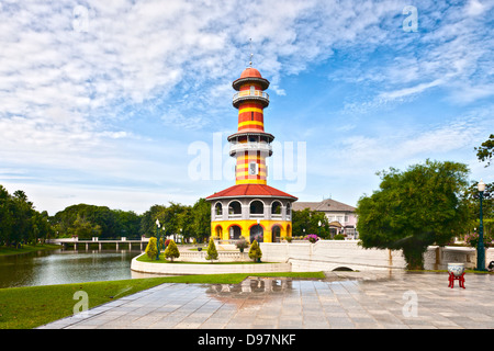 Ho Withun Thasana - the Sages Lookout, an observation tower in the Inner Palace of Bang Pa-In Summer Palace, north of Bangkok. Stock Photo