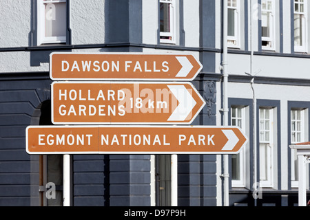 Directions to Egmont National Park in New Zealand Stock Photo