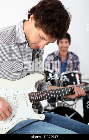 A band playing together Stock Photo