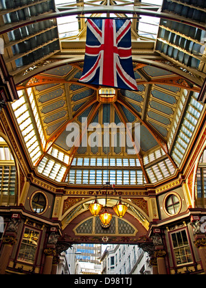 The Historic Leadenhall Market on a Sunday, one of the oldest markets in London, dating back to the 14th century, City of London Stock Photo