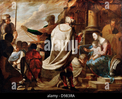 Bernardo Cavallino, Adoration of the Magi 1630 - 1656 Oil on canvas. Kunsthistorisches Museum, Vienna, Austria. Stock Photo