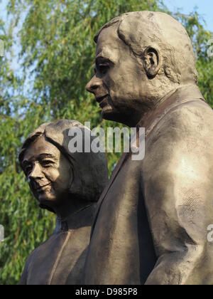 Radom, Poland. 13th June 2013. Monument of Polish former president Lech Kaczynski and his wife Maria, was mounted in Radom, Poland. The official unveiling of the monument will be on 2013-06-18. Credit:  Andrzej Tokarski/Alamy Live News Stock Photo