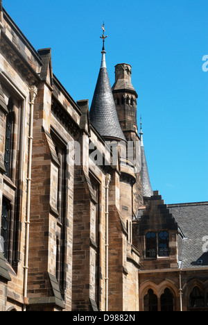 Glasgow University's tower built in the 1870s in the Gothic revival style. Stock Photo