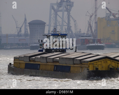 Garbage waste collection boat service in the port of Rotterdam, the Netherlands Stock Photo