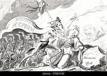 Death or Liberty': Cartoon of 1817 expressing the fear some had that Reform would violate the British constitution. Stock Photo