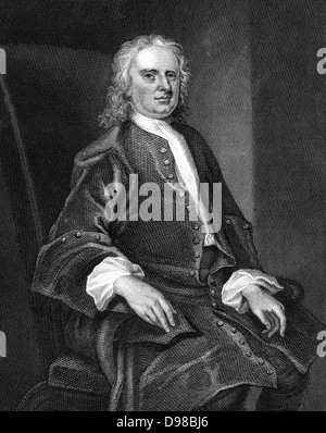 Isaac Newton (1642-1727) English mathematician and physicist. Engraving. Stock Photo