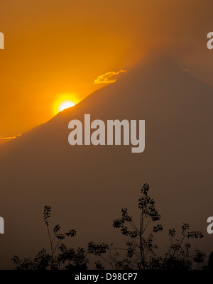 Merapi volcano at sunrise in Indonesia, Active volcano scenery Stock ...