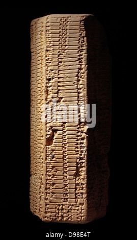 Clay prism with table of linear measures and square roots, 1950-1700 BC.  Southern Iraq.  No provenance. Stock Photo