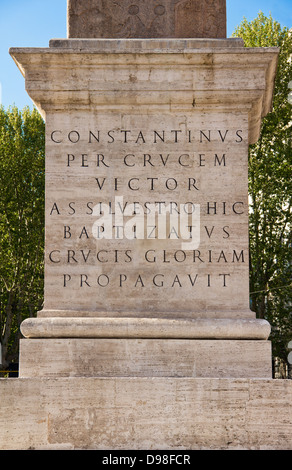 Foundation of the Lateran obelisk in front of the Lateran Cathedral, Rome, Italy Stock Photo