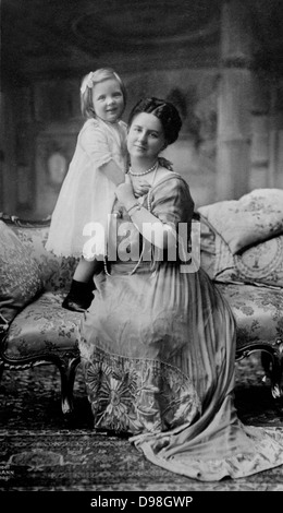 Queen Wilhelmina & Juliana 1910s Wilhelmina  31 August 1880 - 28 November 1962) was Queen regnant of the Kingdom of the Netherlands from 1890 to 1948. She ruled the Netherlands for fifty-eight years, longer than any other Dutch monarch. Her reign saw World War I and World War II. Shown with the future queen Juliana. Stock Photo