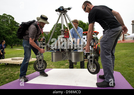 The Sample Return Robot Challenge at Worcester Polytechnic Institute in Massachusetts engaged teams to design, build, and operate robots capable of collecting and returning samples, testing autonomous navigation and engineering skills. Stock Photo