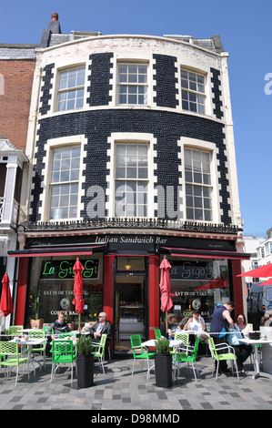 Italian sandwich and cofee bar in Brighton centre, near the sea front, England, UK. Stock Photo