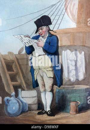 The Purser, 1799. Print by Thomas Rowlandson (1756-1827). Aquatint. Stock Photo