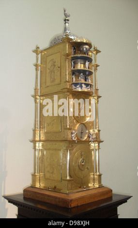 Monumental carillon clock, 1589.  This clock is based on the cathedral clock in Strasbourg, also made by Habrecht and still there today.  Every hour it plays music Vater Unser ('our Father') written by Martin Luther. Stock Photo