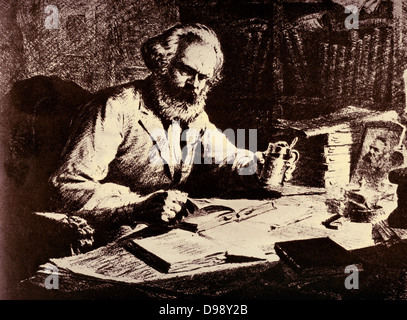 Karl Marx at work. Karl Marx (1818-1883) Father of modern Communism. German political, social and economic theorist Stock Photo