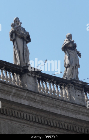 Baroque style sculptures in the Vatican Museum Gardens; Rome. Pope Julius II founded the museums in the early 16th century. Stock Photo