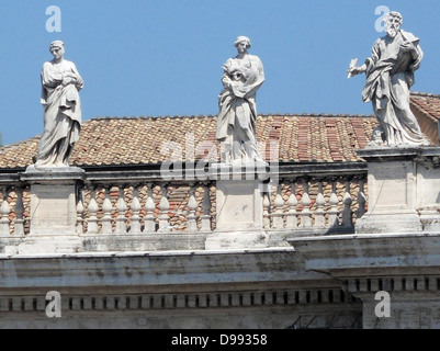 Baroque style sculptures in the Vatican Museum Gardens; Rome. Pope Julius II founded the museums in the early 16th century. Stock Photo