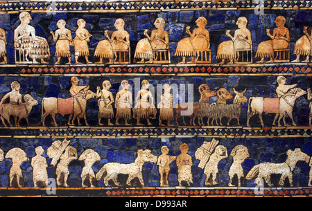 The Peace frieze from the Standard of Ur. Sumerian artefact excavated ...