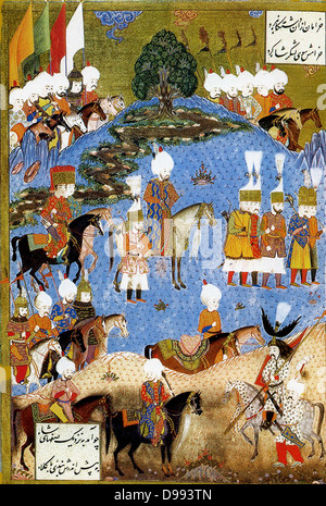 Suleiman I, (1494 – 1566) longest-reigning Sultan of the Ottoman Empire, from 1520 to his death in 1566.Suleiman the magnificent marching with army in Nakhichevan, summer 1554. Date 1561(1561) Stock Photo