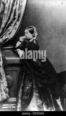 Victoria (1819-1901) Queen of Great Britain 1837-1901. Full length portrait of Victoria facing left, 1862 or later. Stock Photo