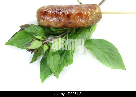 Thai style pork sausages , ( Thai northeast Isan sausages ) Stock Photo