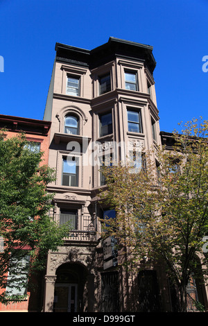 Brownstone, Harlem, Manhattan, New York City, USA Stock Photo