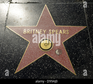 Terrazzo star for artists Britney Spears, category Music, Drumming of Fame, Hollywood boulevard, Hollywood, Los Angeles, Califor Stock Photo