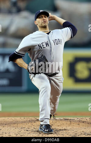 Anaheim, California, United States of America. 14th June, 2013. June 14, 2013 Anaheim, California: New York Yankees starting pitcher Andy Pettitte (46) pitches during the game between the New York Yankees and the Los Angeles Angels at Angel Stadium on June 14, 2013 in Anaheim, California. Rob Carmell/CSM Credit: csm/Alamy Live News Stock Photo