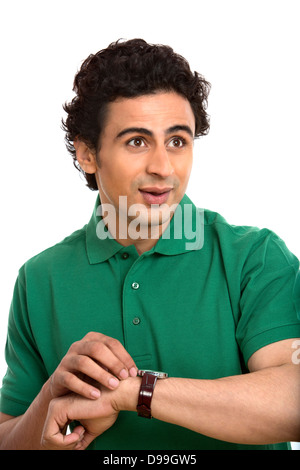 Close-up of a man looking surprised Stock Photo