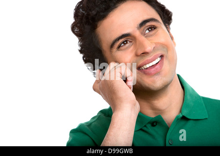 Man talking on a mobile phone and smiling Stock Photo