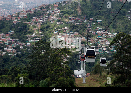 Aerial view of Medellin barrios from cable-car, Medellin, Colombia, South America Stock Photo