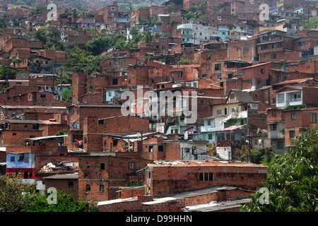 Aerial view of Medellin barrios from cable-car, Medellin, Colombia, South America Stock Photo